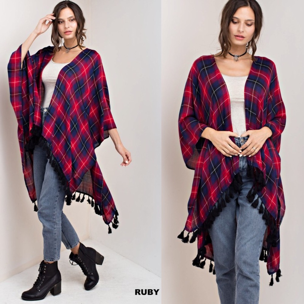 6 PACKS Ruby Plaid Cardigans